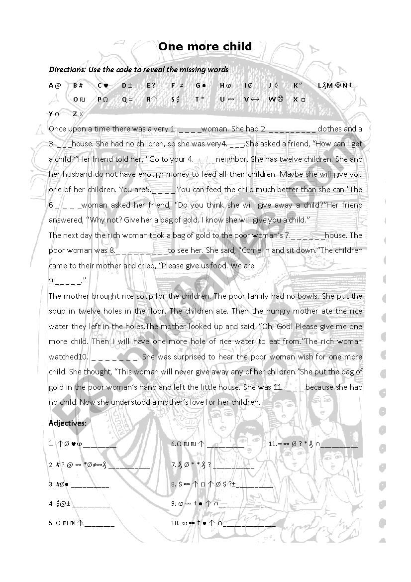 One More Child worksheet