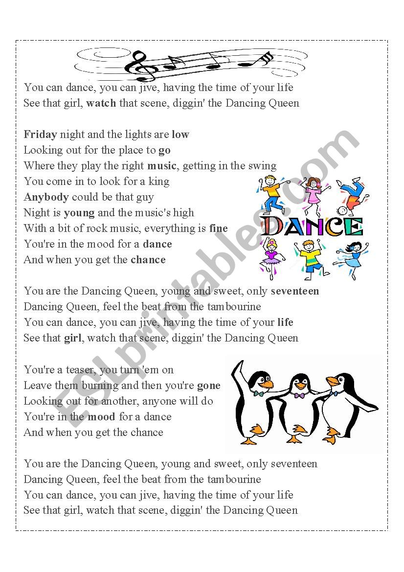 SONG: DANCING QUEEN - ESL worksheet by yaluf