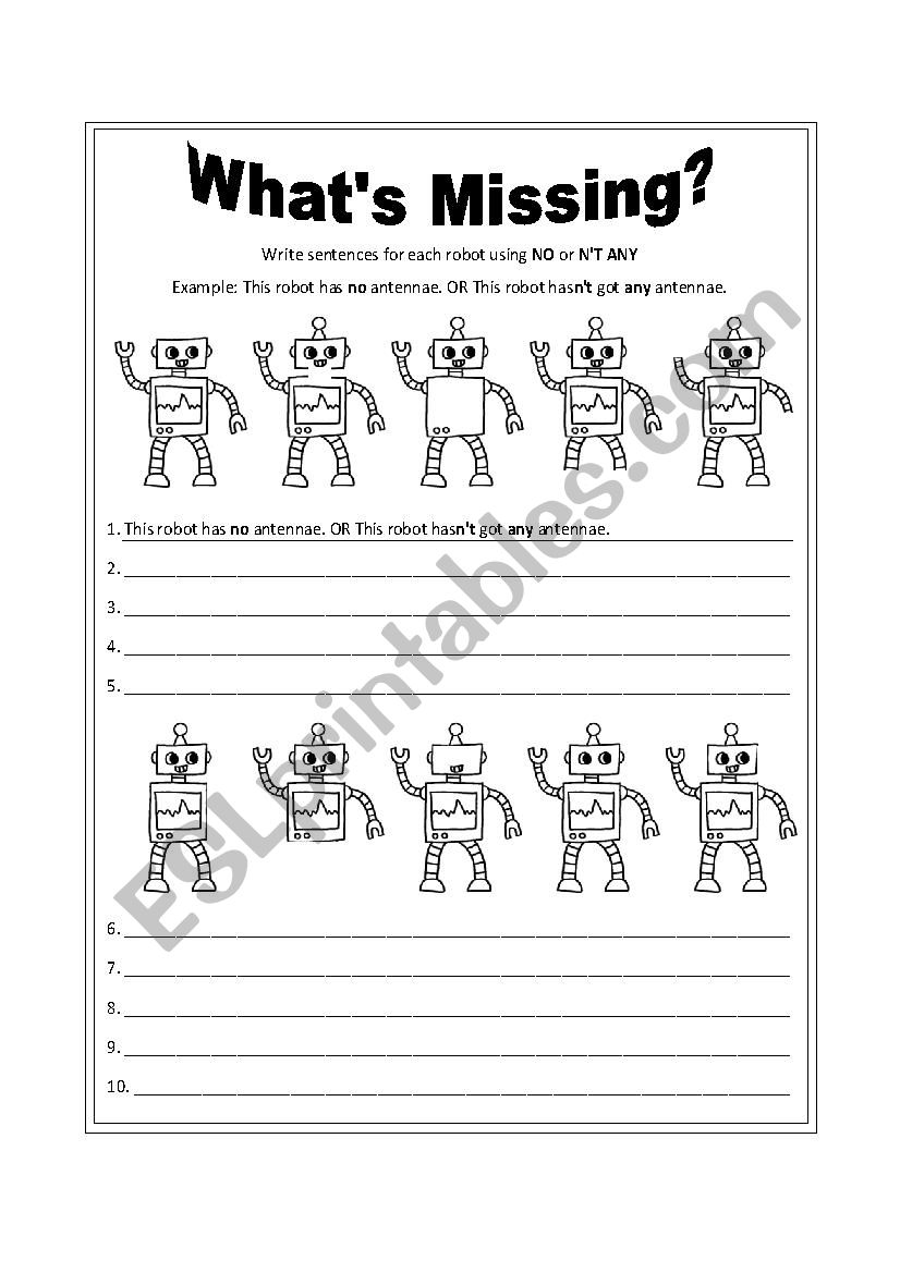 WhatÂ´s Missing worksheet
