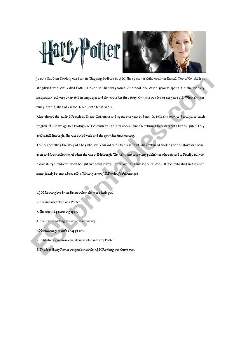 J.K.Rowling worksheet