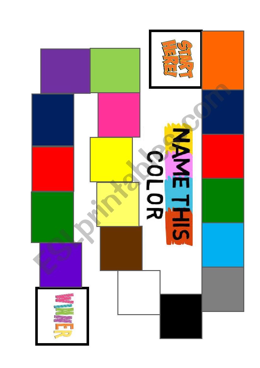 Boardgame colors worksheet