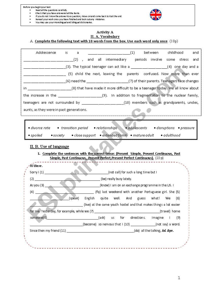 Teens global era worksheet