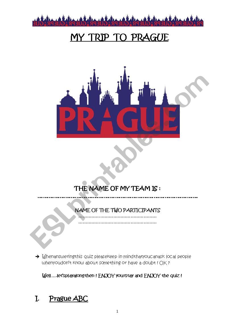 Prague worksheet