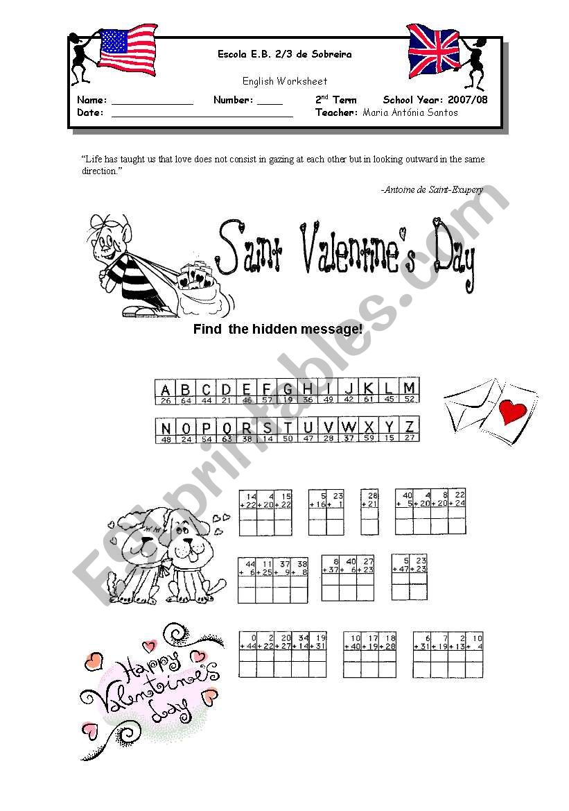 St. Valentine´s Day worksheet
