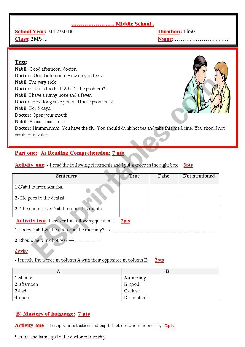 second term examination -2MS- worksheet