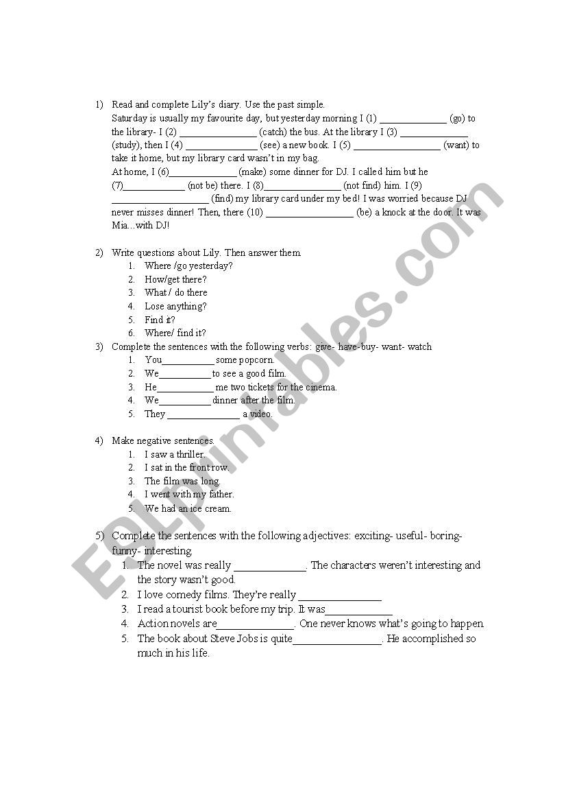 Past Simple 2 worksheet