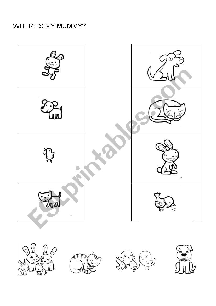 Wheres my mummy? worksheet