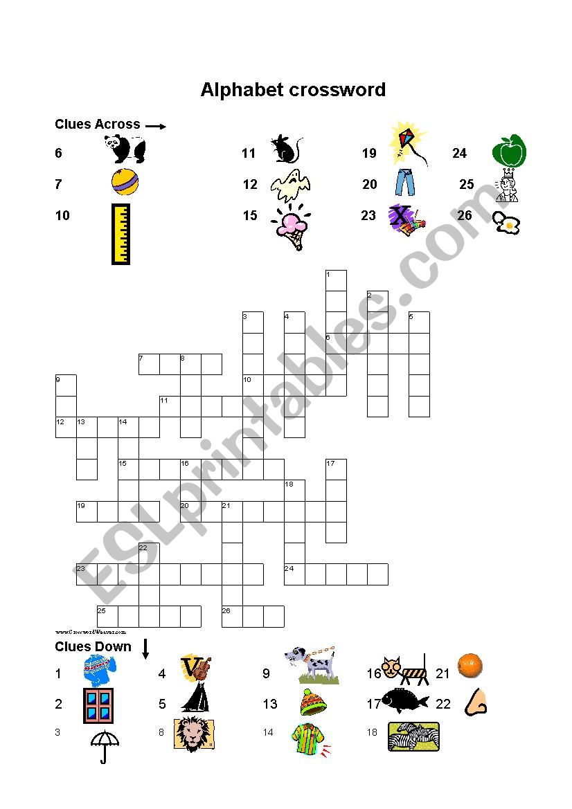 Alphabet Crossword worksheet