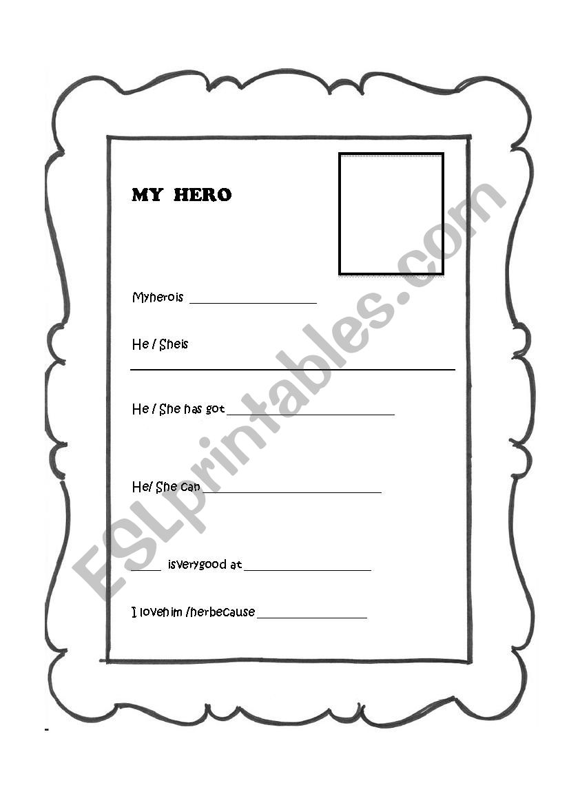 My hero worksheet