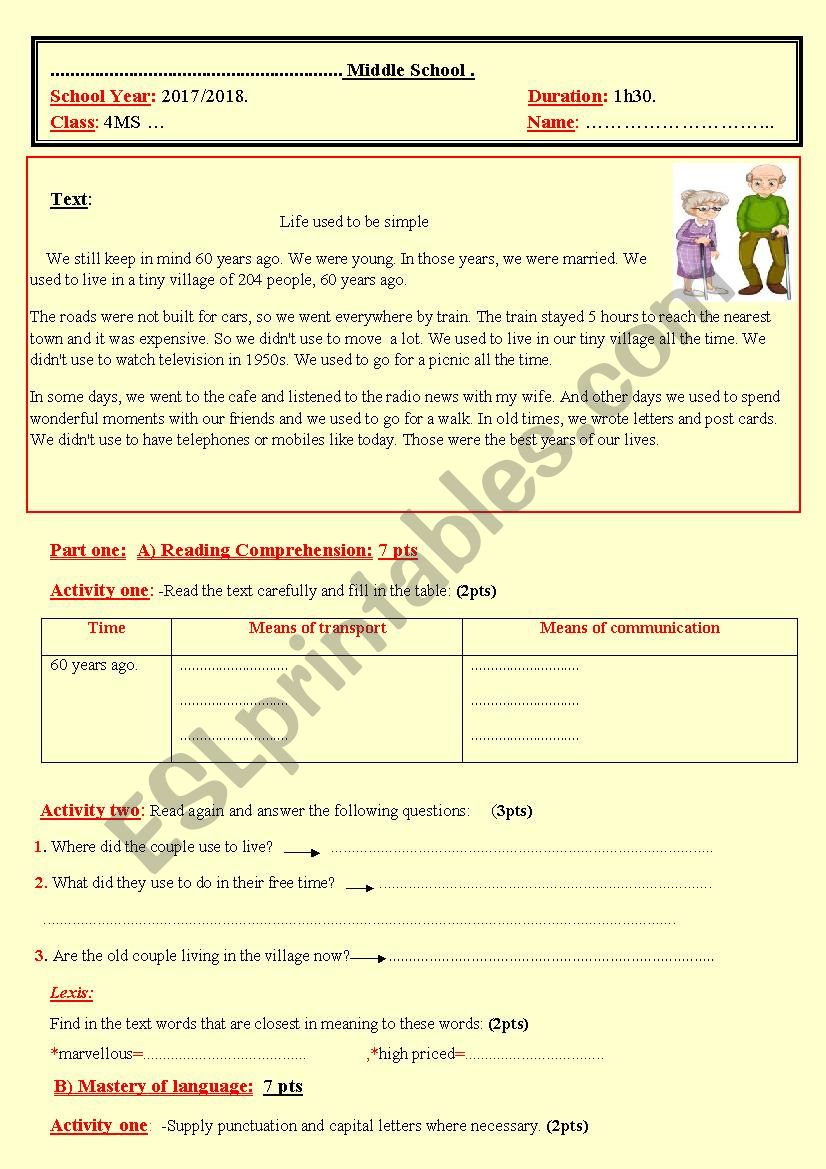 second term examination -4MS- worksheet