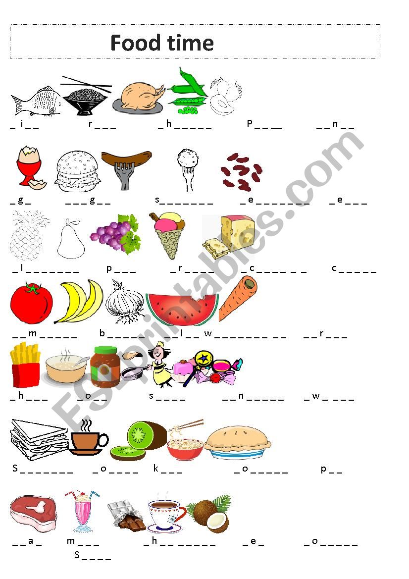  food  worksheet