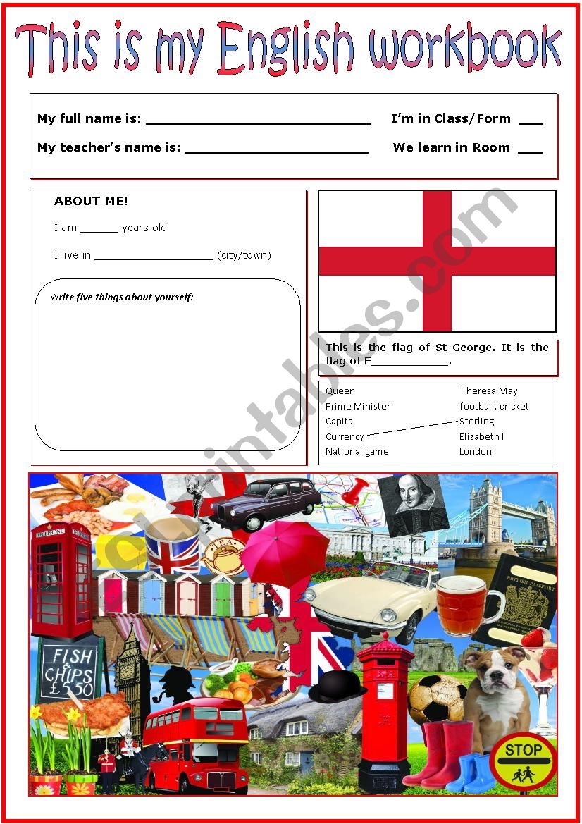 English workbook/copybook front cover