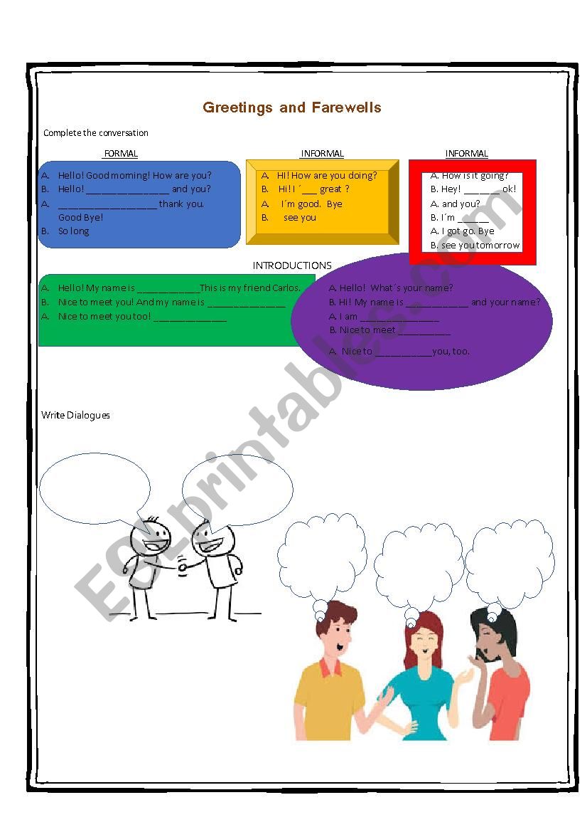 greetings and farewells  worksheet