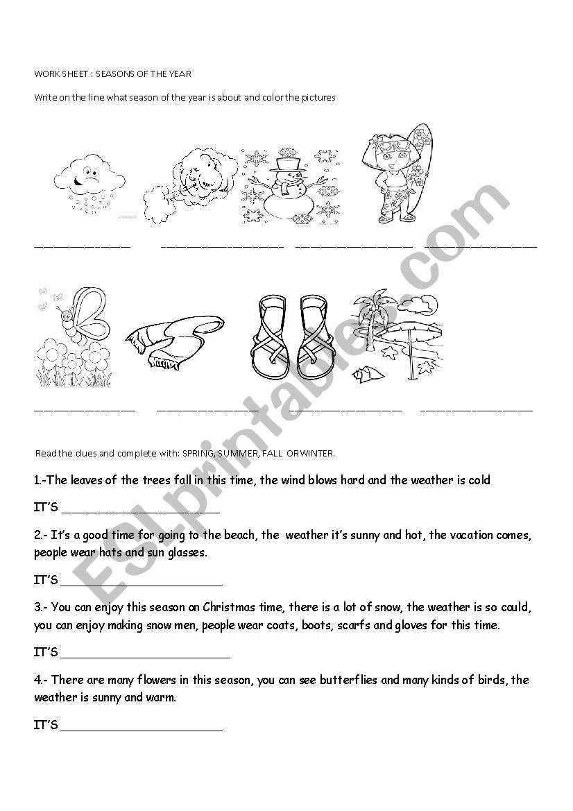 seasons of the year worksheet