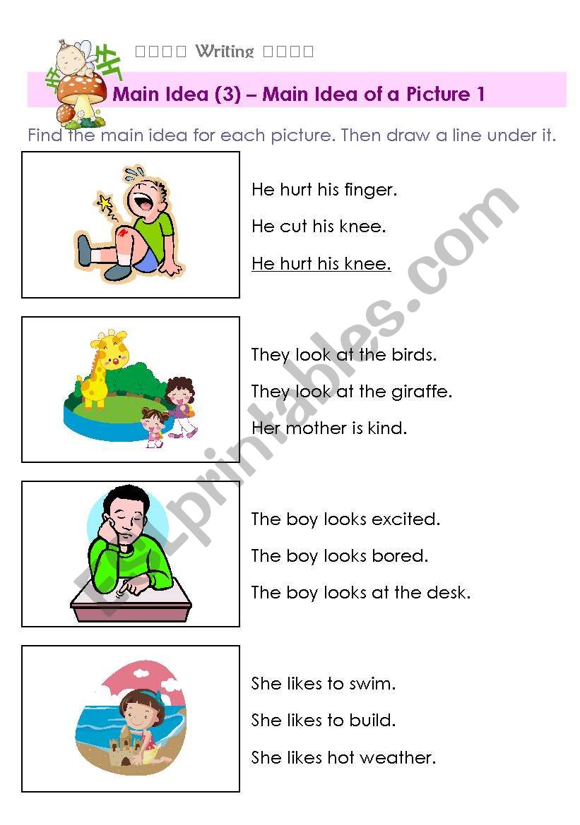 Main Idea of a Picture - ESL worksheet by nailkka In Main Idea Worksheet 4