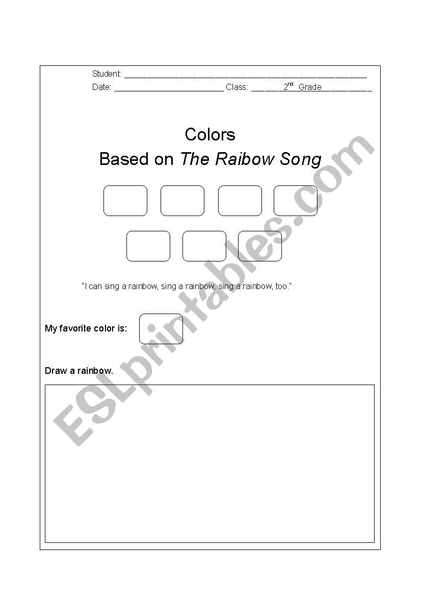 The Rainbow Song Exercise worksheet