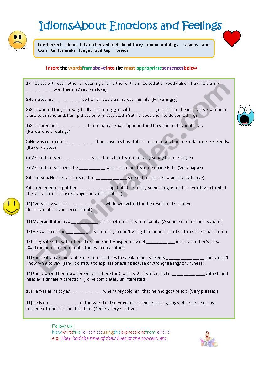 Idioms of Emotion  worksheet
