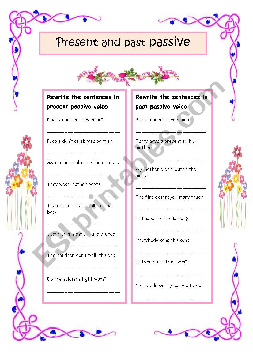 Present and past passive worksheet