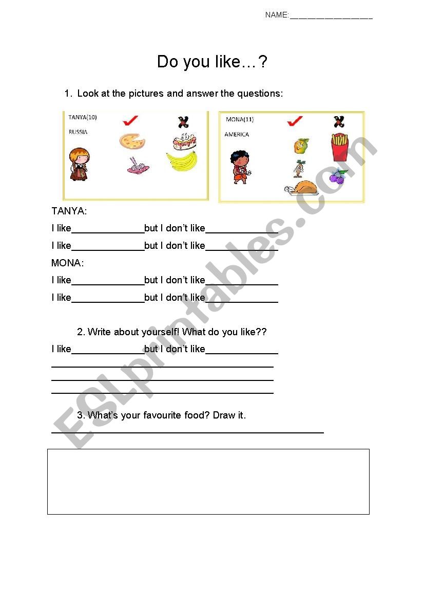 Do you like...? worksheet