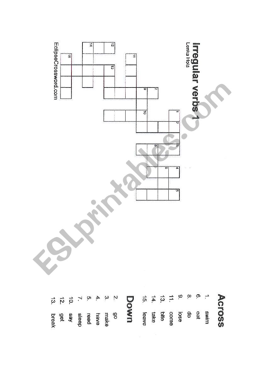 Crossword - irregular verbs worksheet