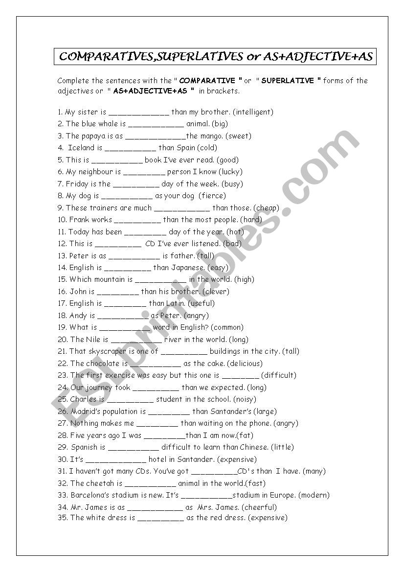 comparatives,superlatives,as+adj+as