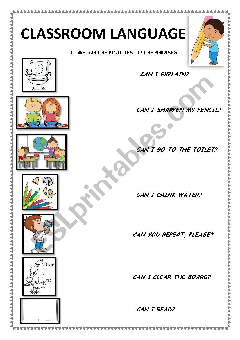 classroom language worksheet