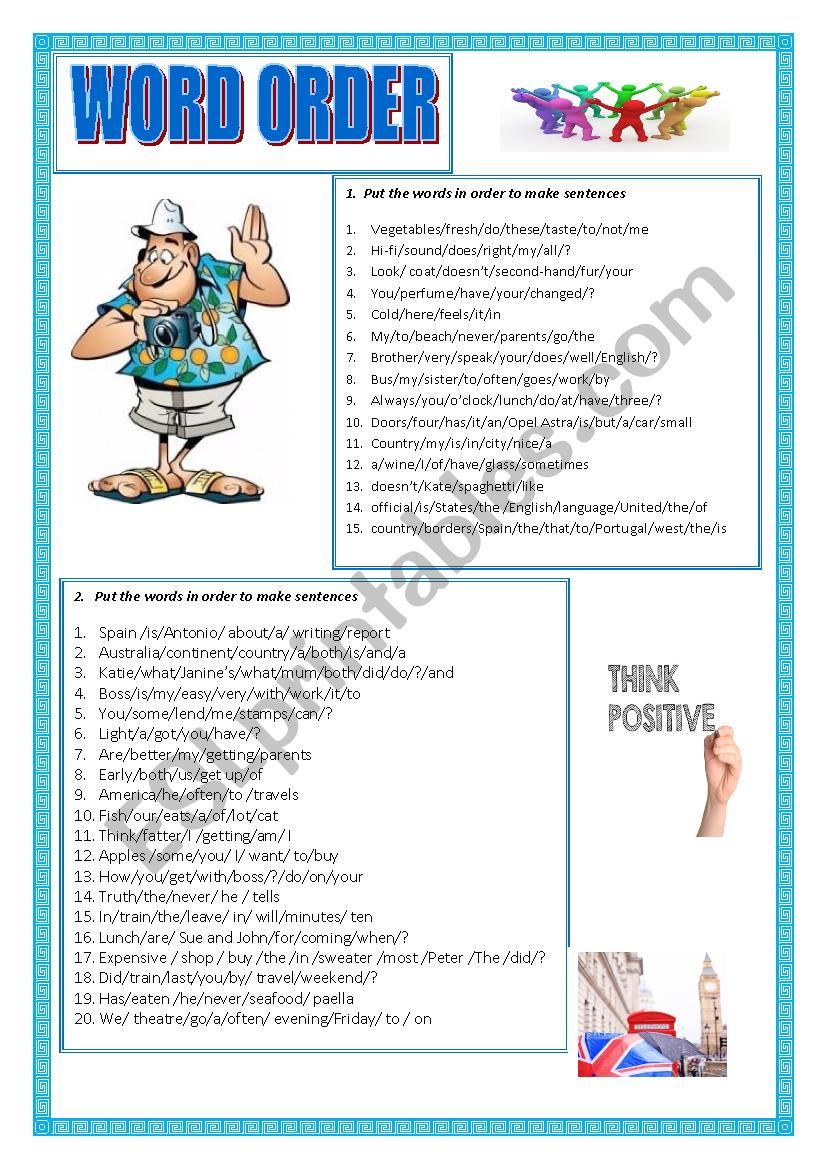 Word order (B2) worksheet