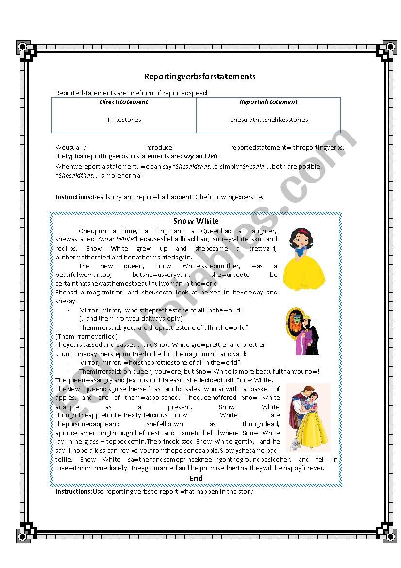 Reporting Verbs worksheet