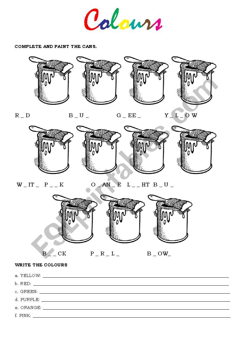 COLOURS AND NUMBERS worksheet