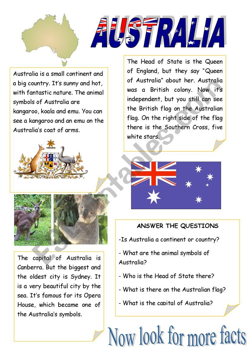 Australia-facts worksheet