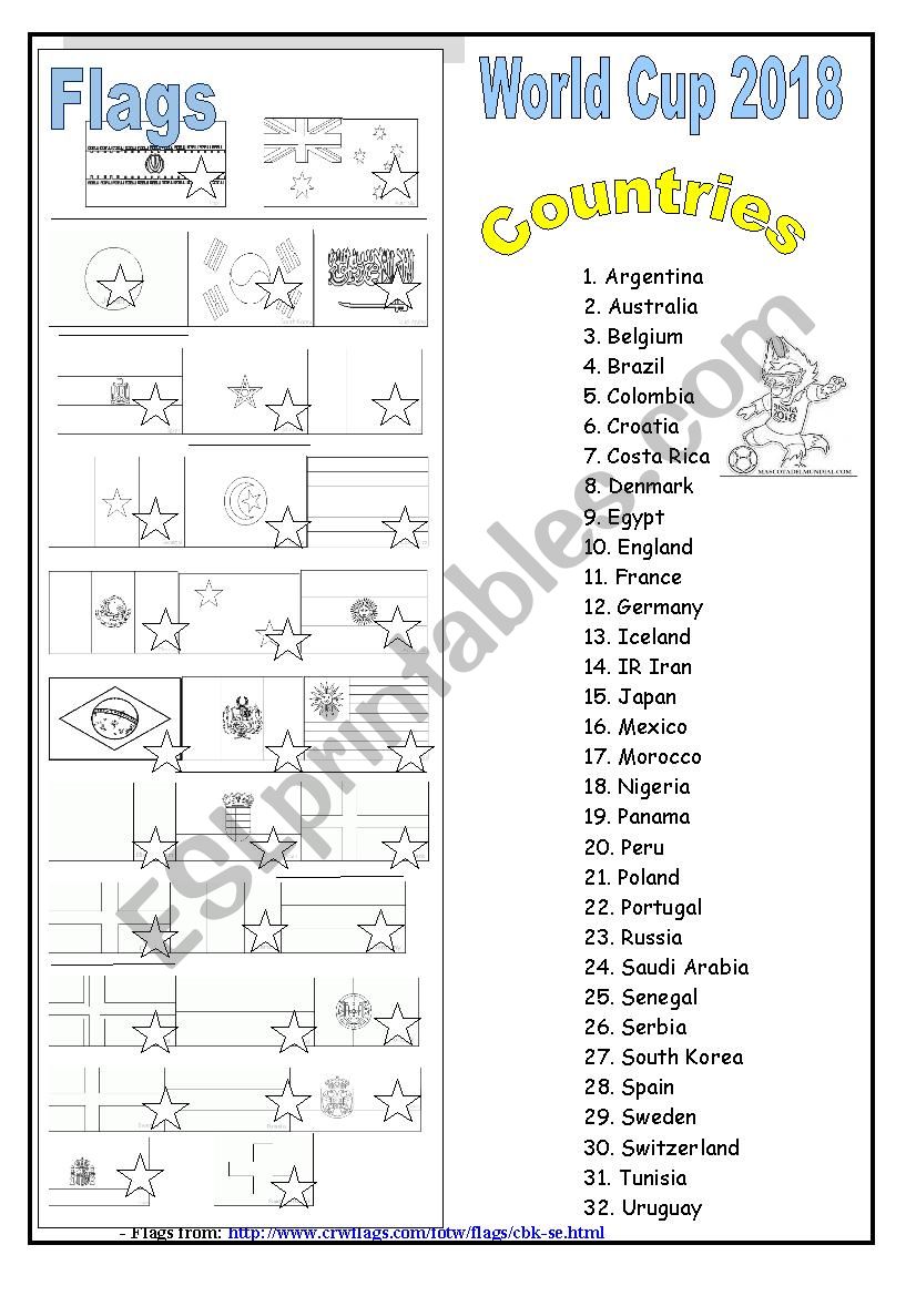 World Cup 2018 worksheet