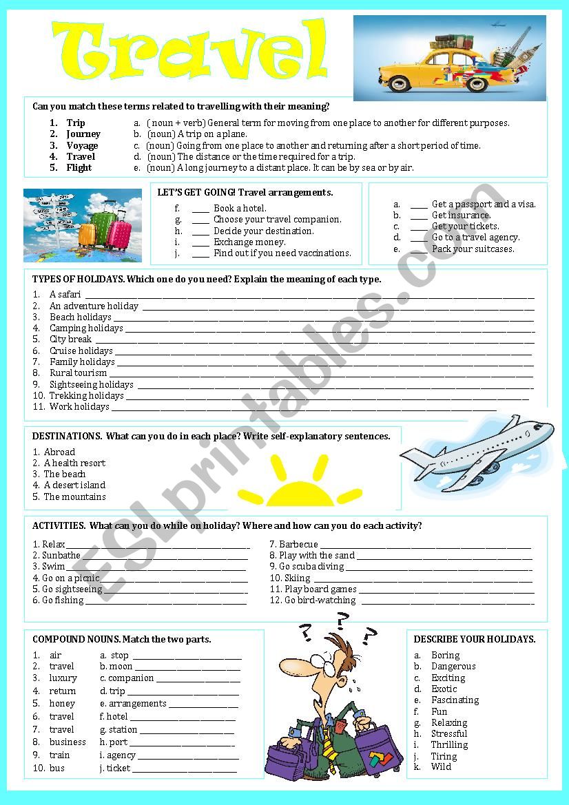 TRAVEL worksheet