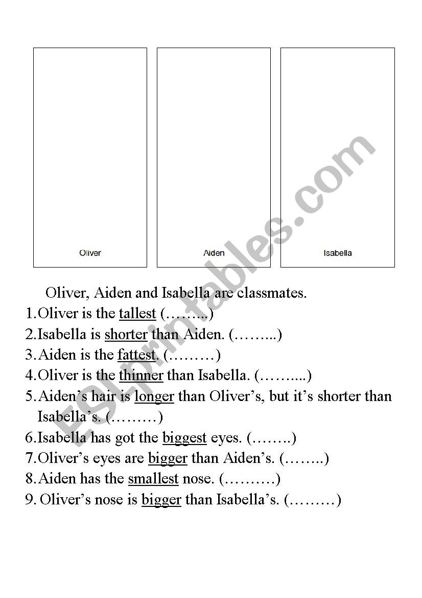 comparatives and superlatives worksheet