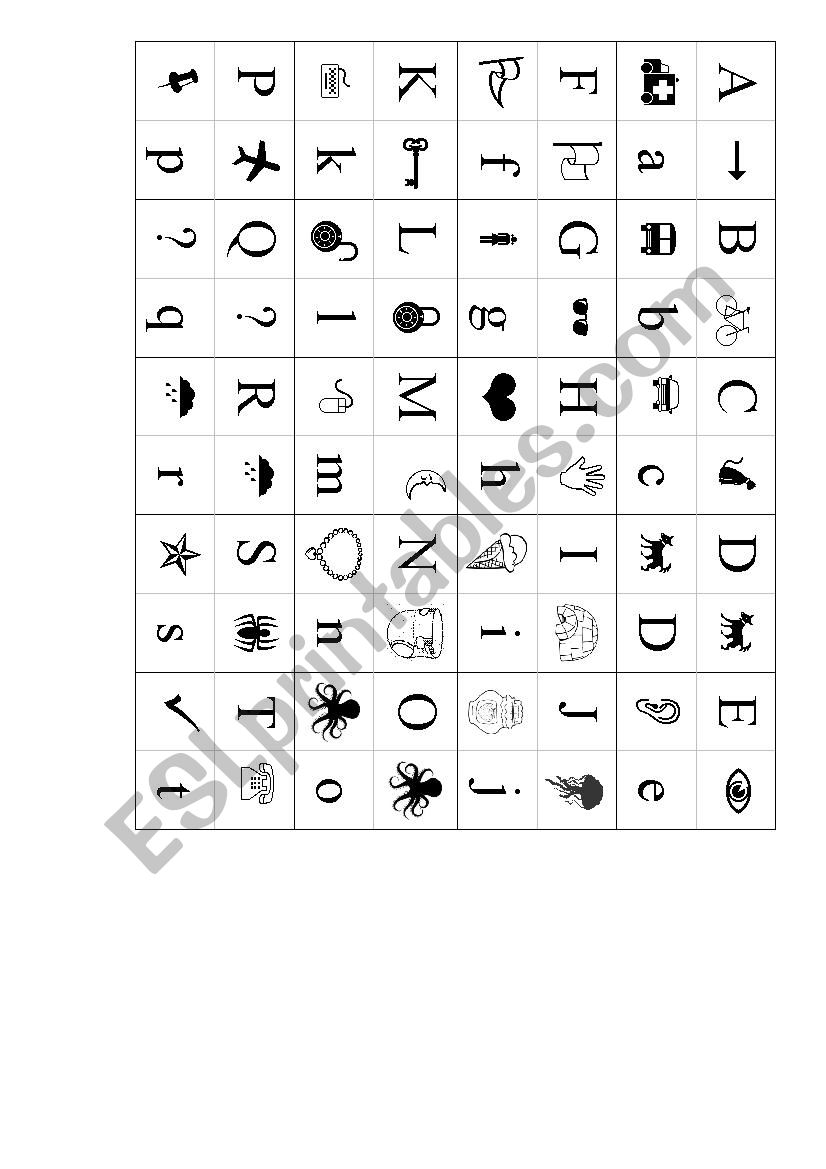 Letters Flash Cards - with symbols