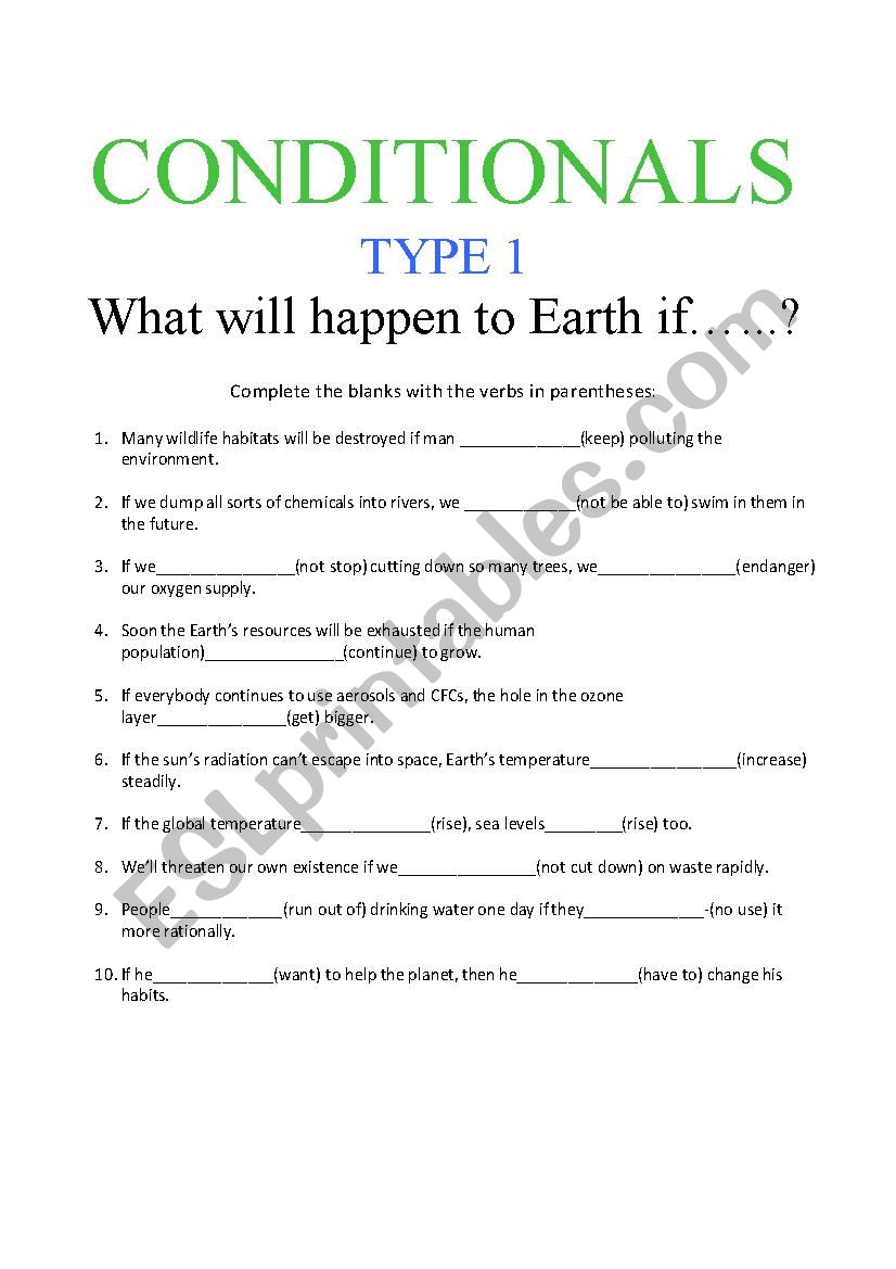 First Conditional worksheet