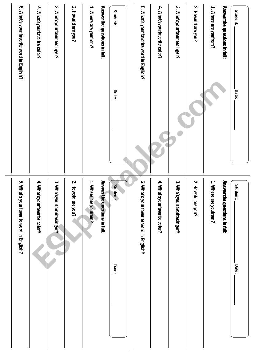 Getting to know each other worksheet