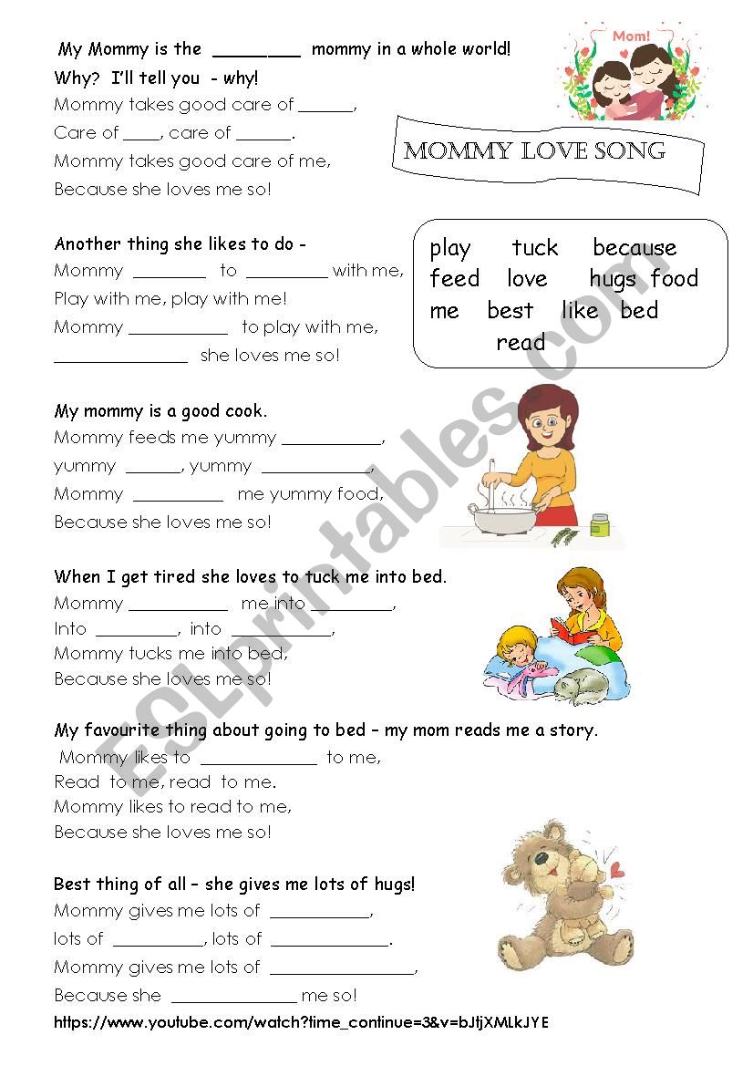 mothers day song worksheet