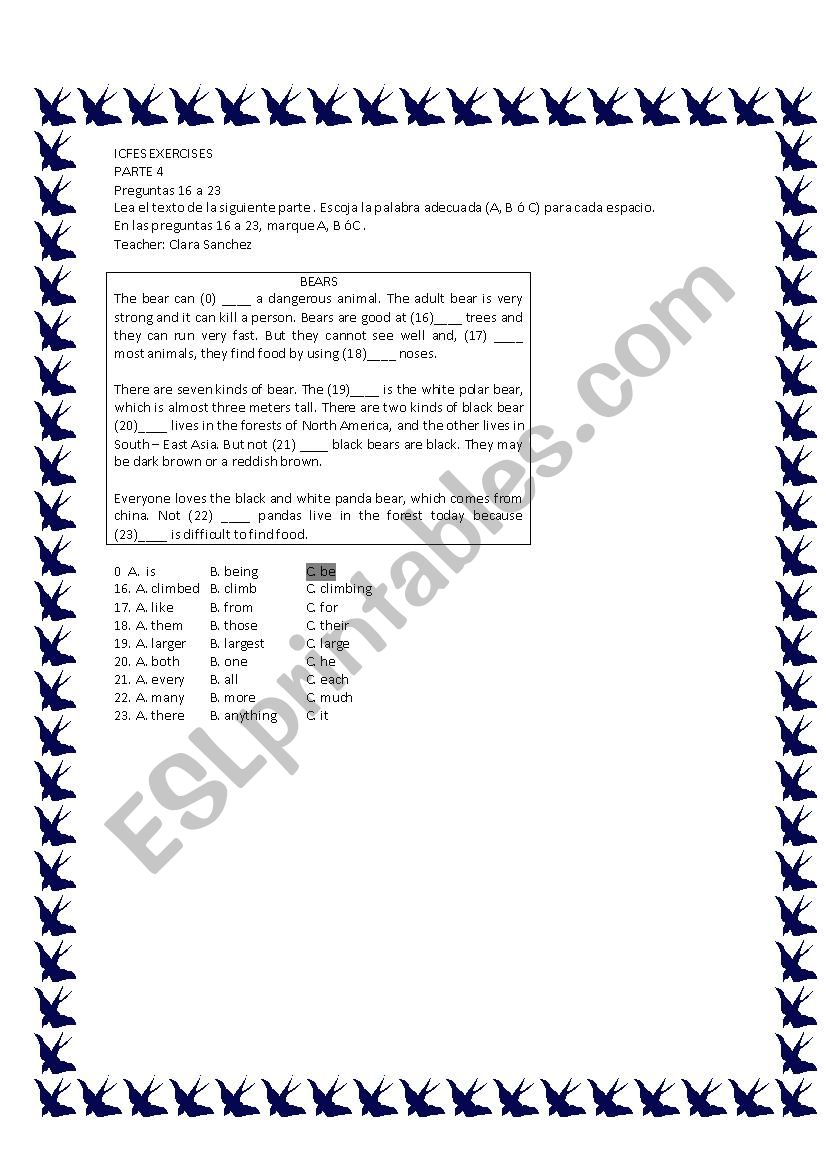 ICFES EXERCISES worksheet