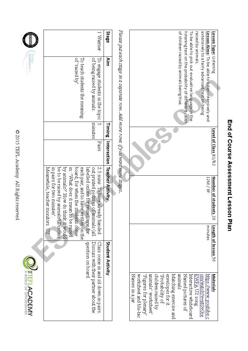 Teaching listening worksheet