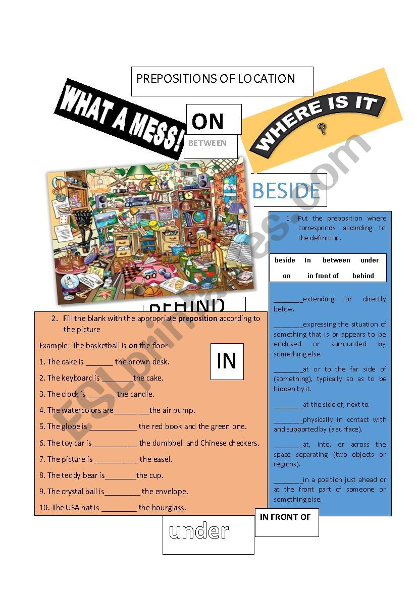 Prepositions of location worksheet