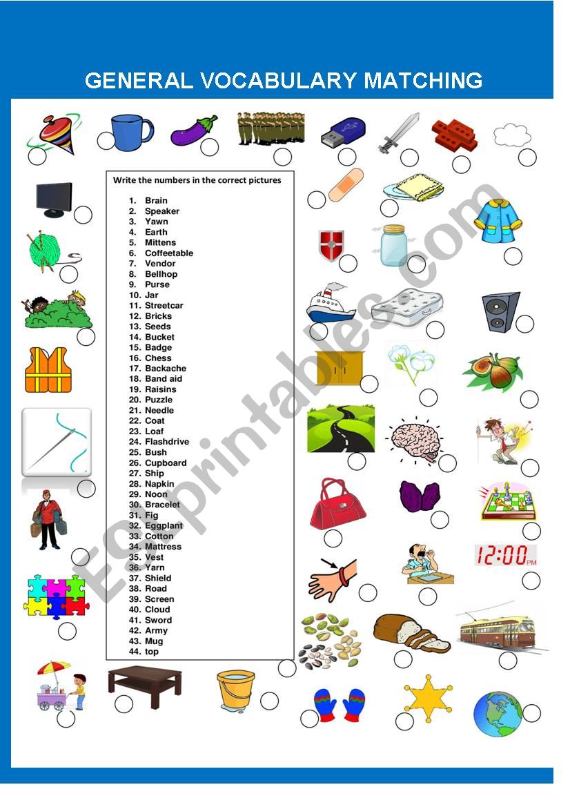 GENERAL VOCABULARY MATCHING      SET 2 of 3