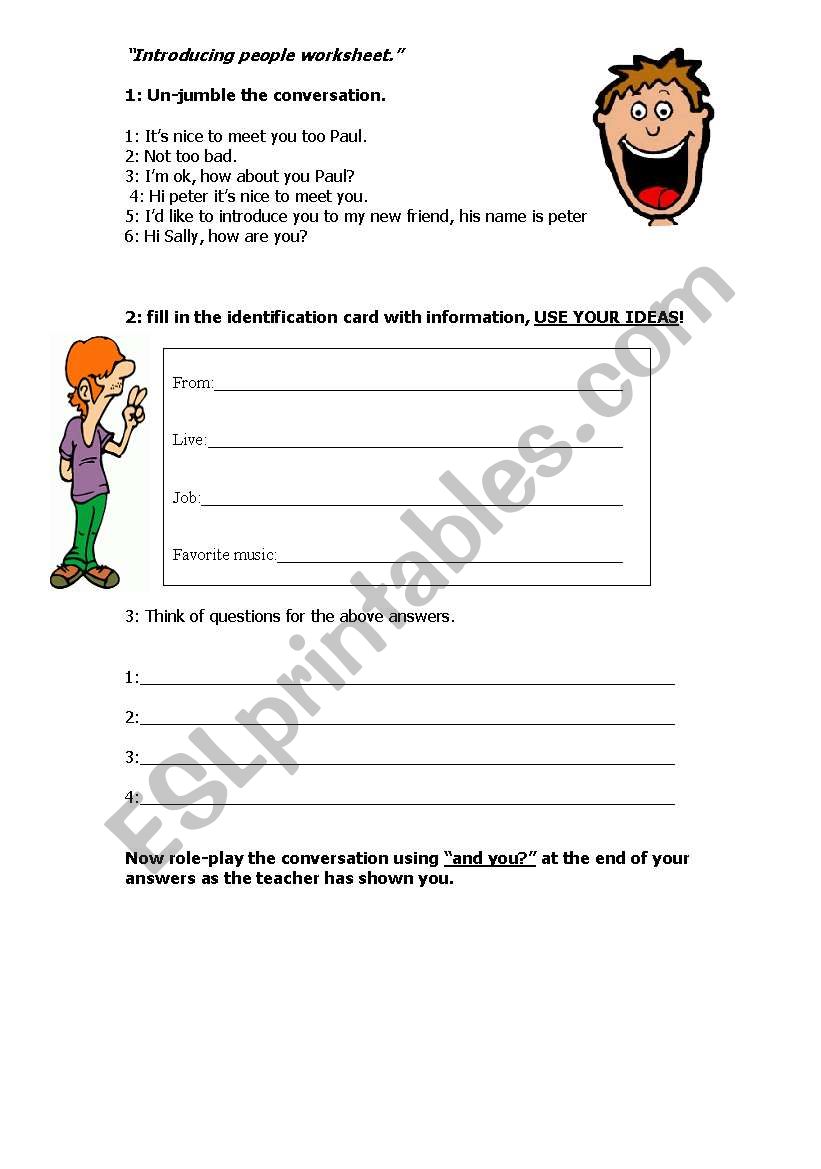 introducing a 3rd person worksheet