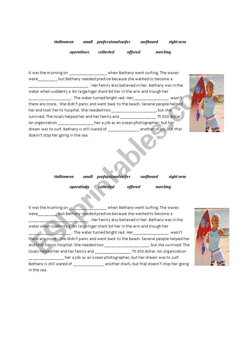 Bethany Hamilton worksheet