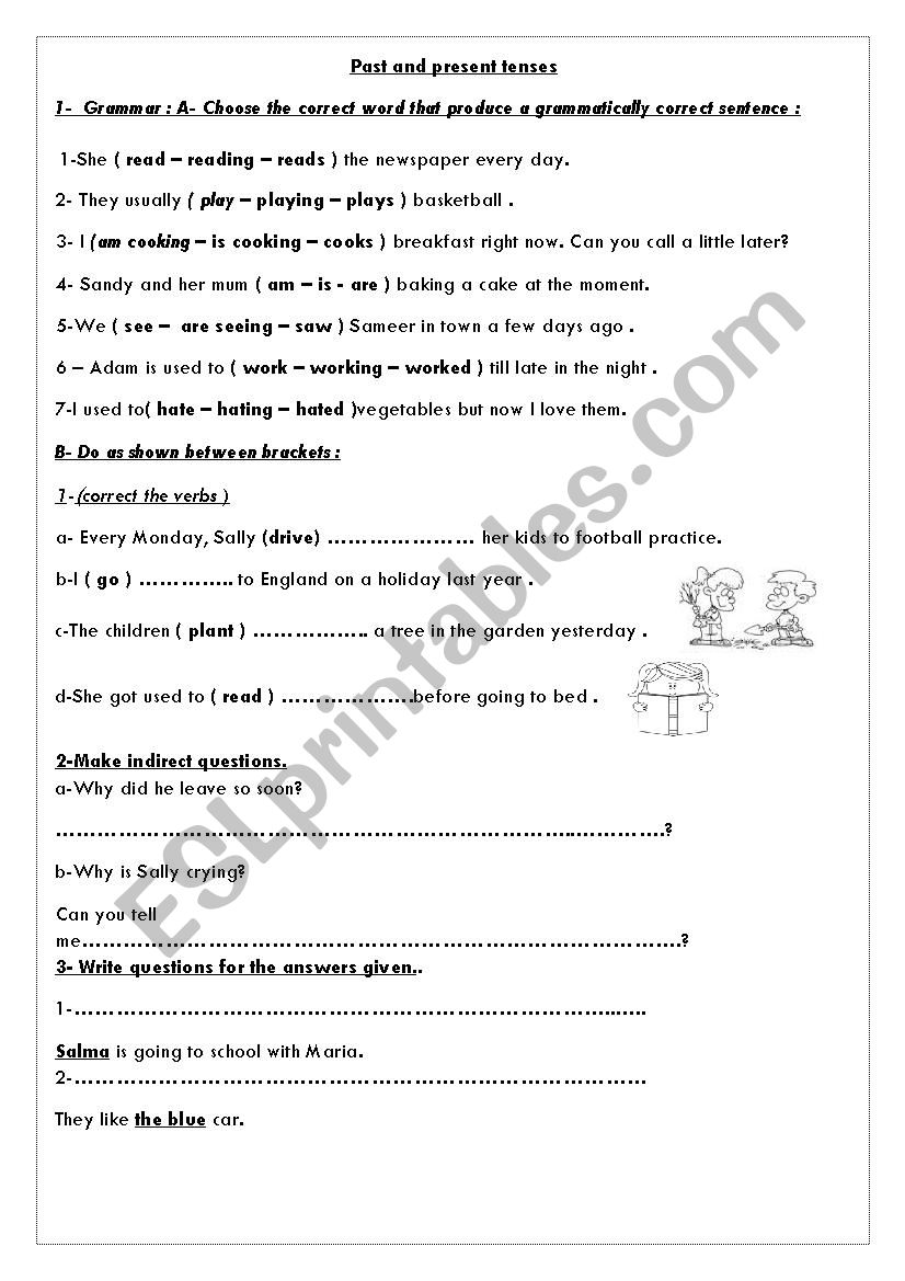 past and present tenses worksheet