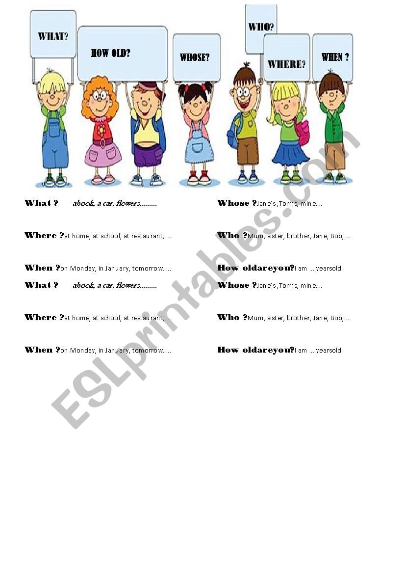 Question Words worksheet