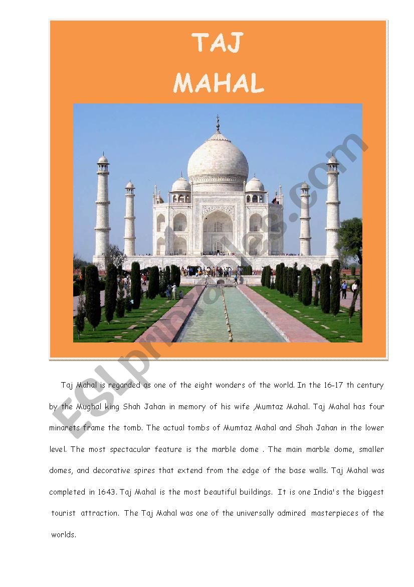 TAJ MAHAL worksheet