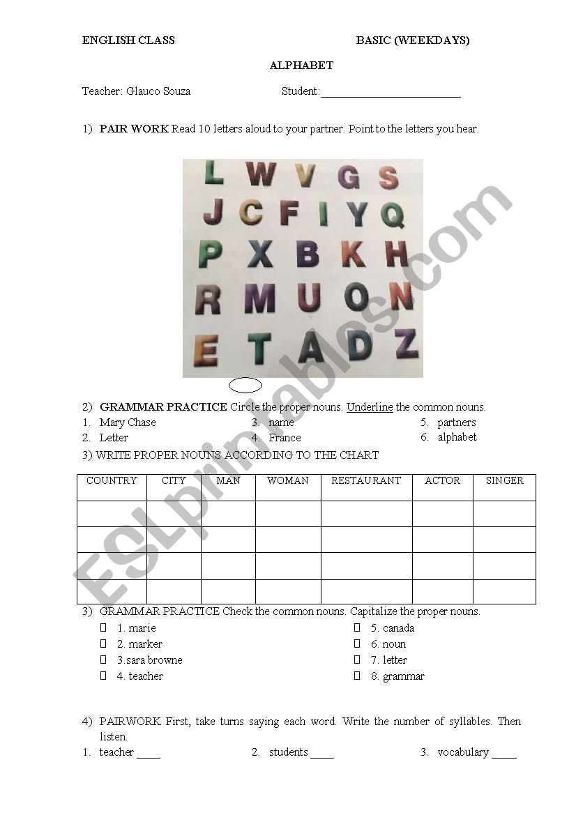 Alphabet worksheet