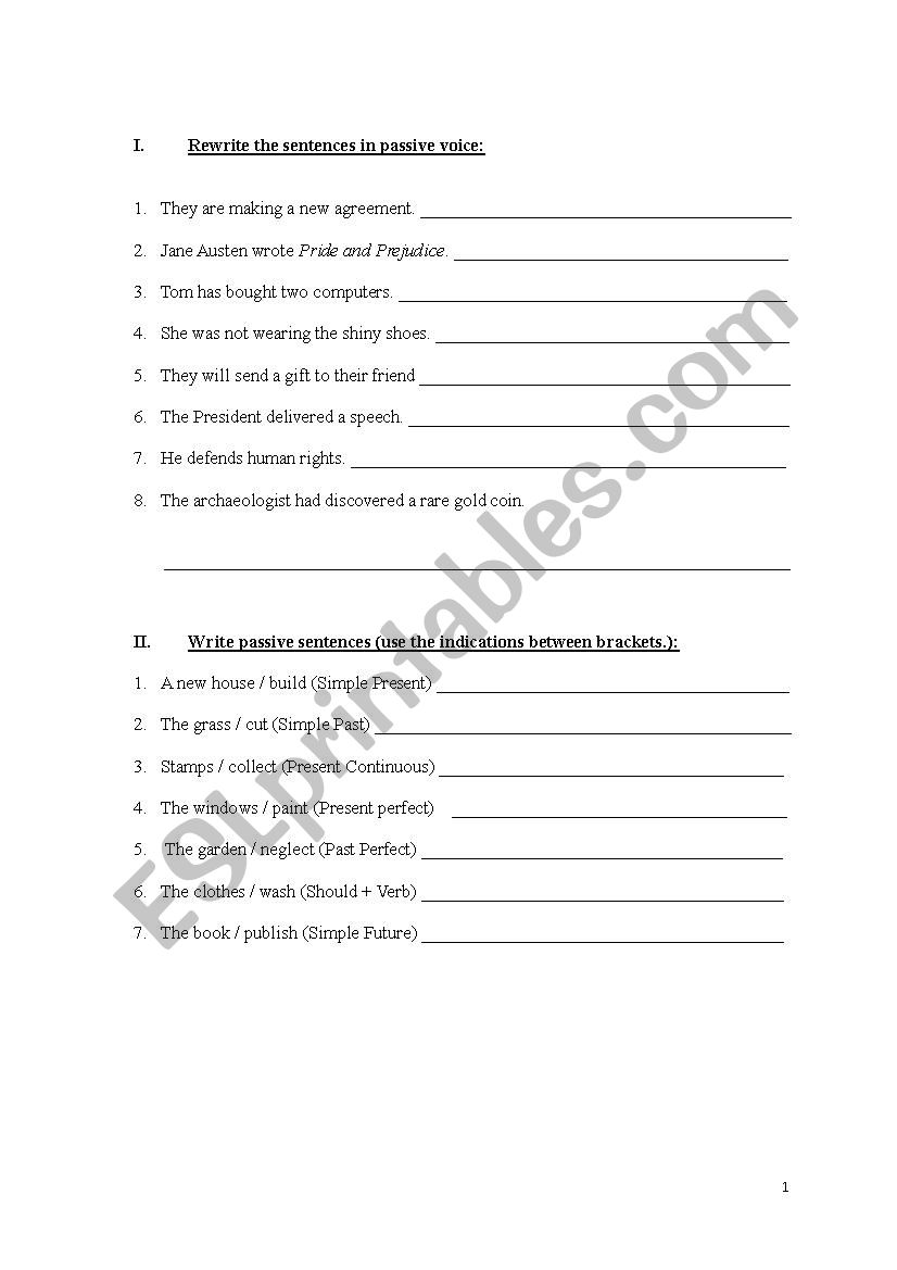 Passive voice worksheet