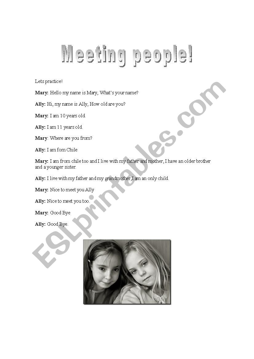 Meeting new friends worksheet