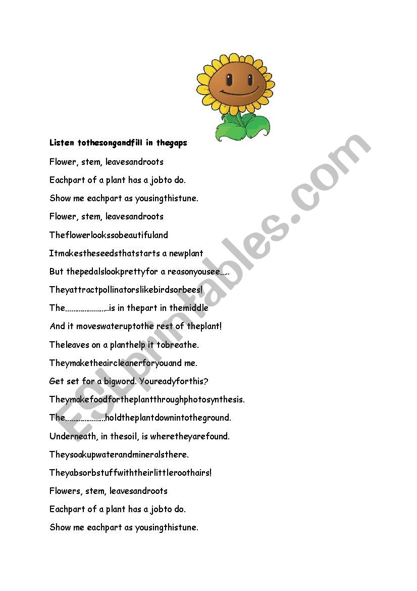 parts of a plant worksheet